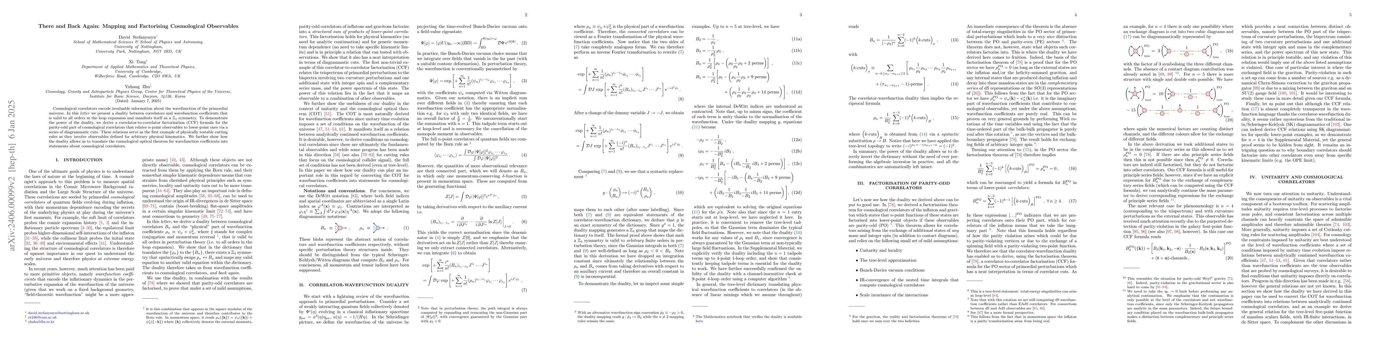 Thumbnail for There and Back Again: Mapping and Factorising Cosmological Observables