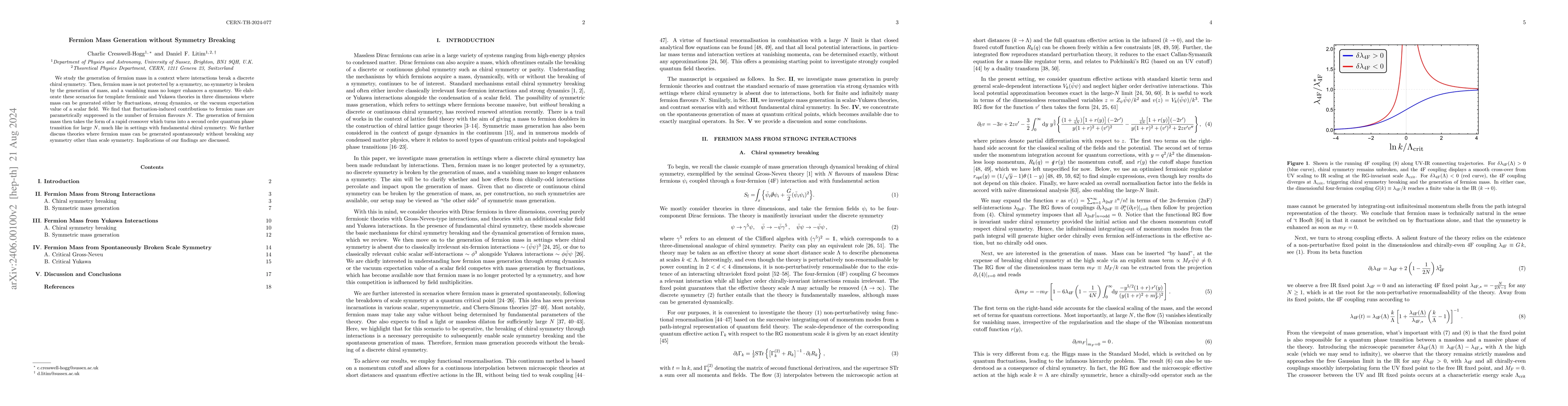 Thumbnail for Fermion Mass Generation without Symmetry Breaking