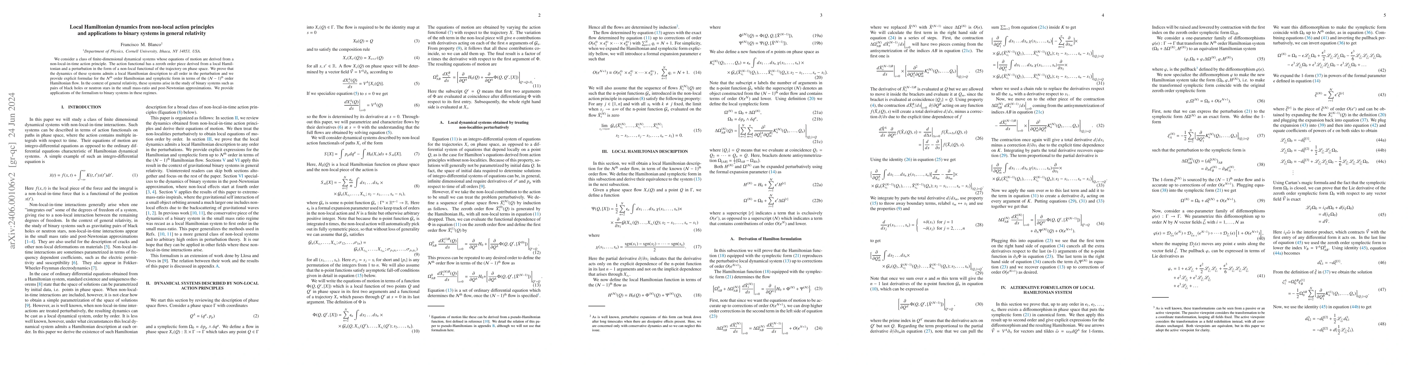 Thumbnail for Local Hamiltonian dynamics from non-local action principles and
  applications to binary systems in general relativity