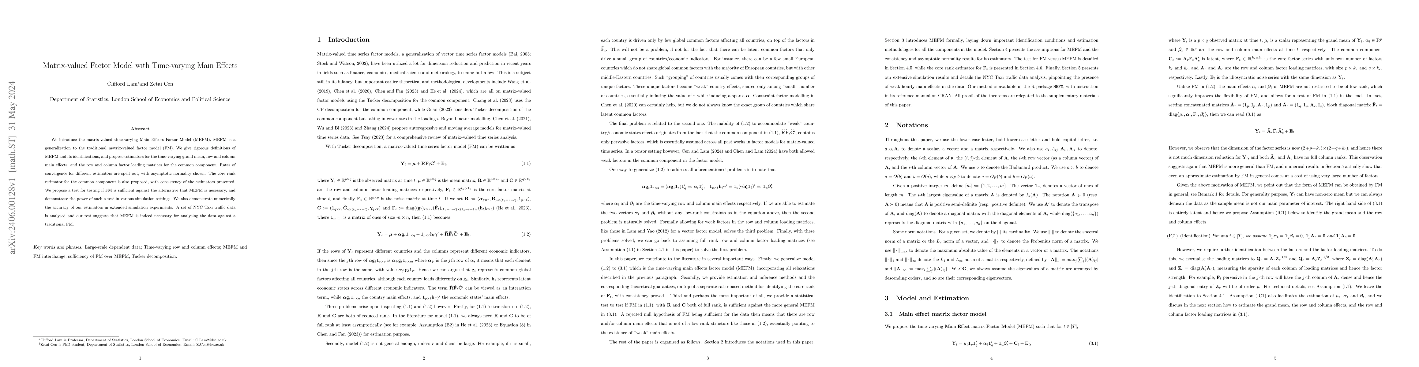 Thumbnail for Matrix-valued Factor Model with Time-varying Main Effects
