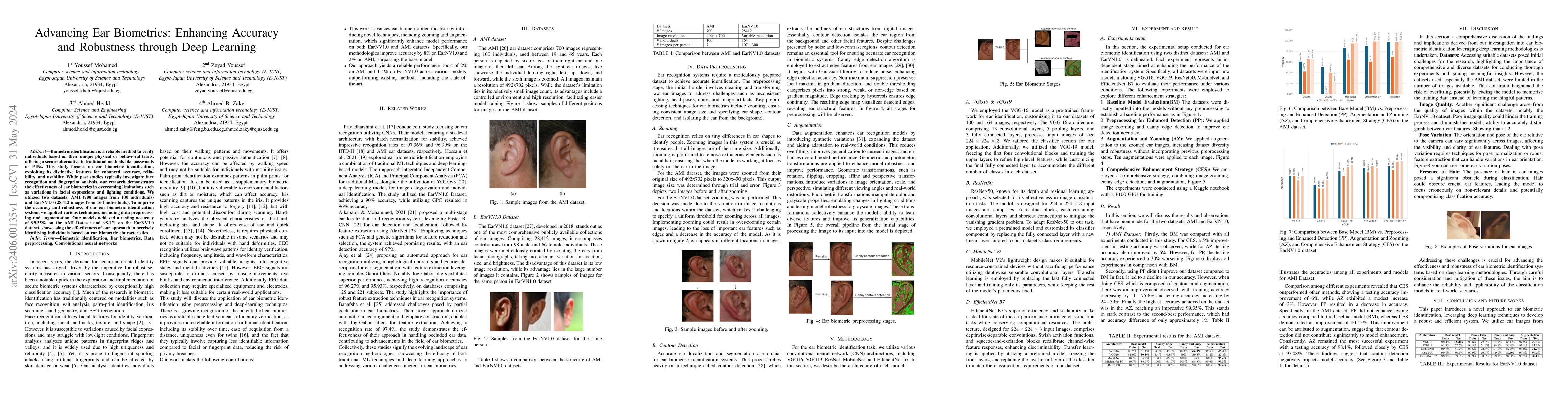 Thumbnail for Advancing Ear Biometrics: Enhancing Accuracy and Robustness through Deep
  Learning