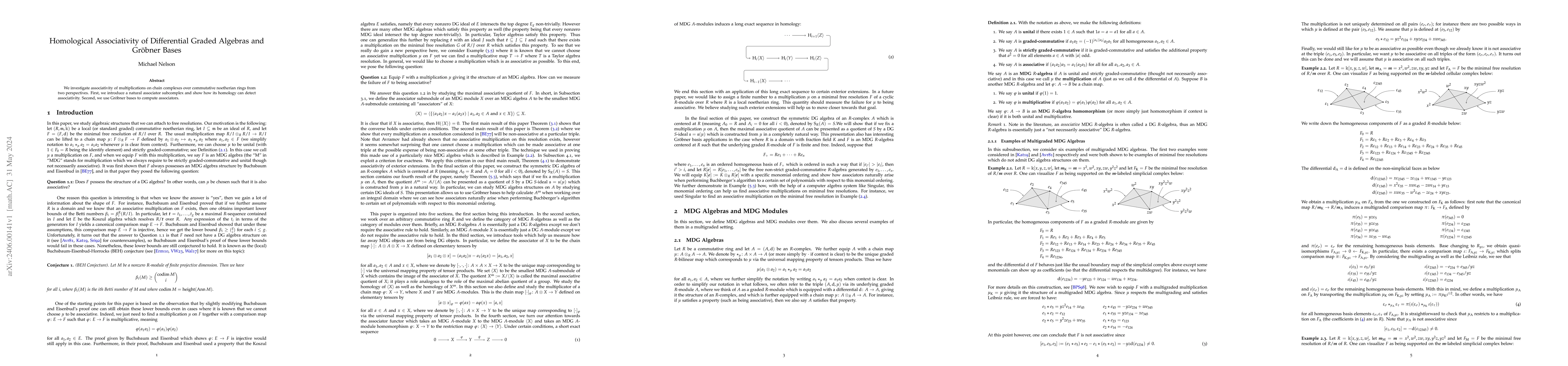Thumbnail for Homological Associativity of Differential Graded Algebras and Gr\"obner
  Bases