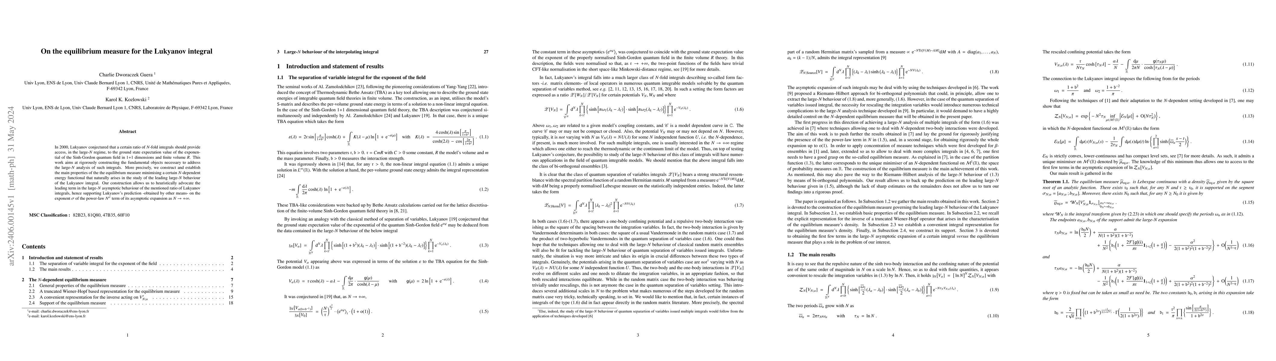 Thumbnail for On the equilibrium measure for the Lukyanov integral