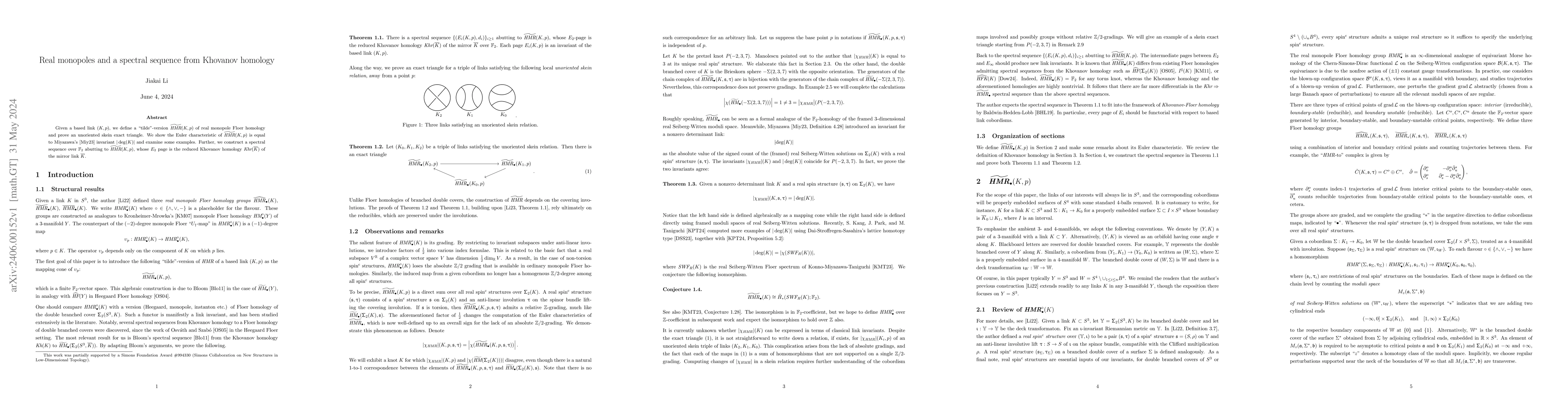 Thumbnail for Real monopoles and a spectral sequence from Khovanov homology
