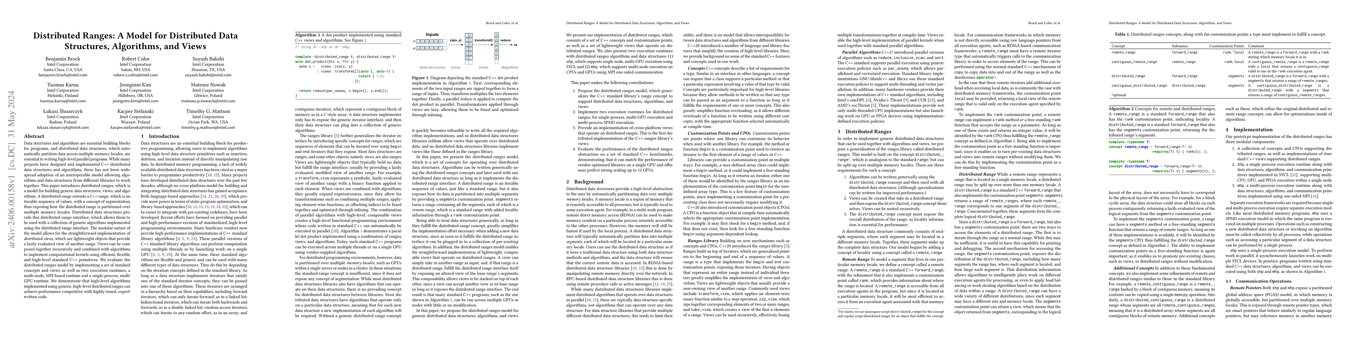 Thumbnail for Distributed Ranges: A Model for Distributed Data Structures, Algorithms,
  and Views