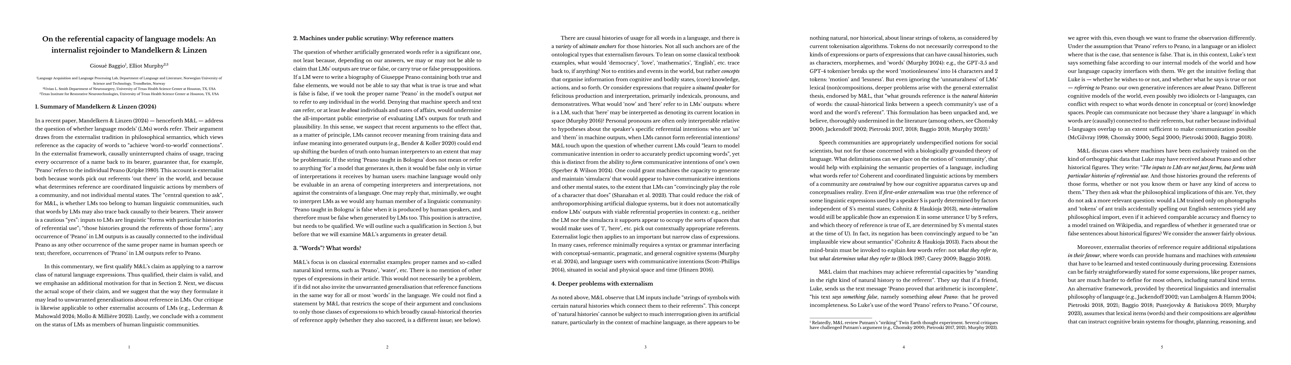 Thumbnail for On the referential capacity of language models: An internalist rejoinder
  to Mandelkern & Linzen