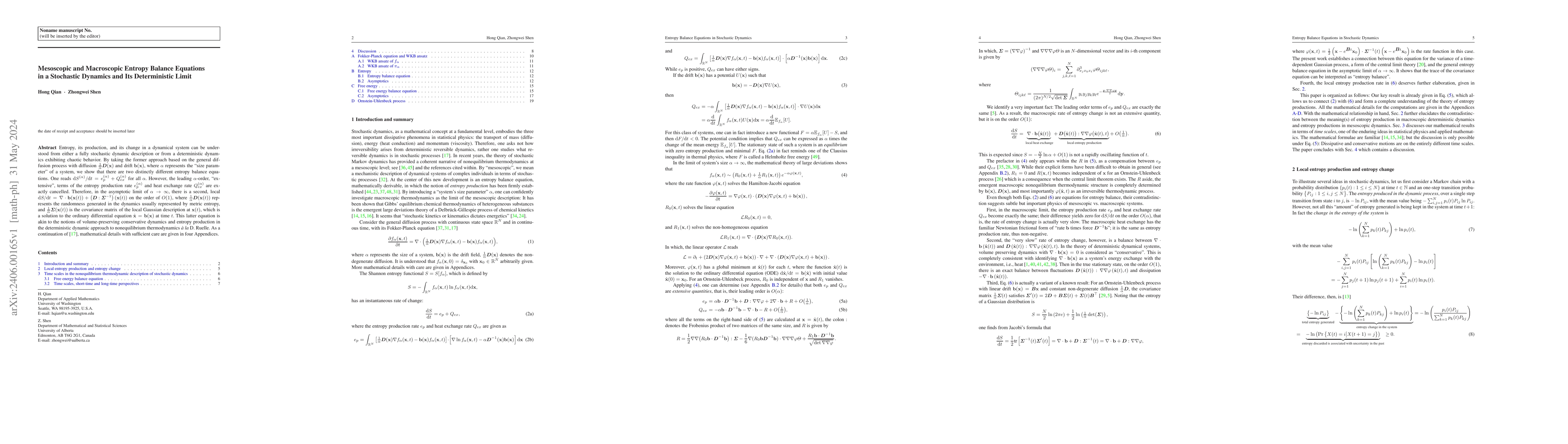 Thumbnail for Mesoscopic and Macroscopic Entropy Balance Equations in a Stochastic
  Dynamics and Its Deterministic Limit