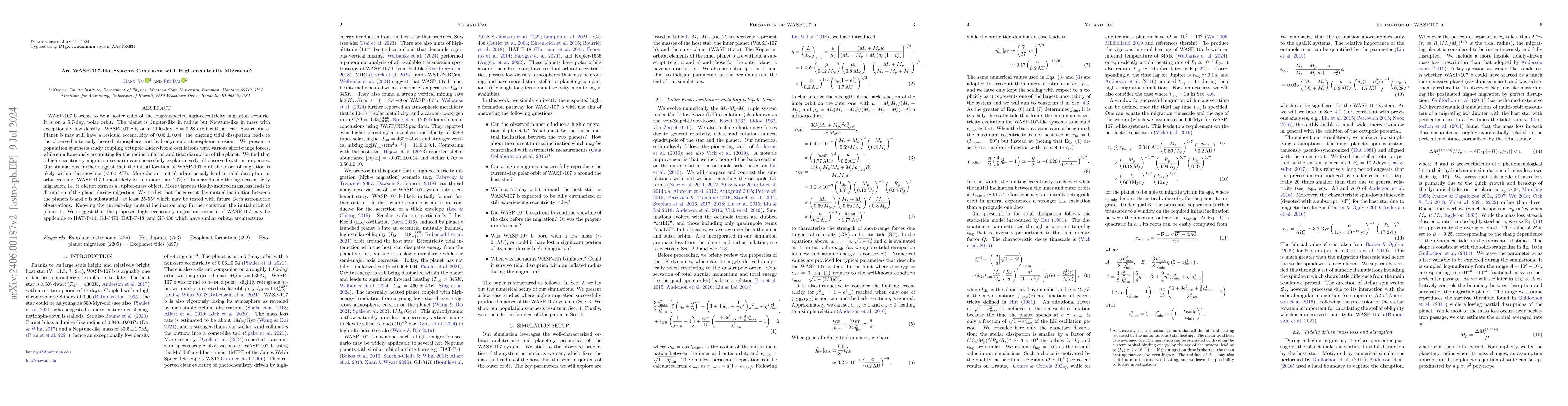 Thumbnail for Are WASP-107-like Systems Consistent with High-eccentricity Migration?