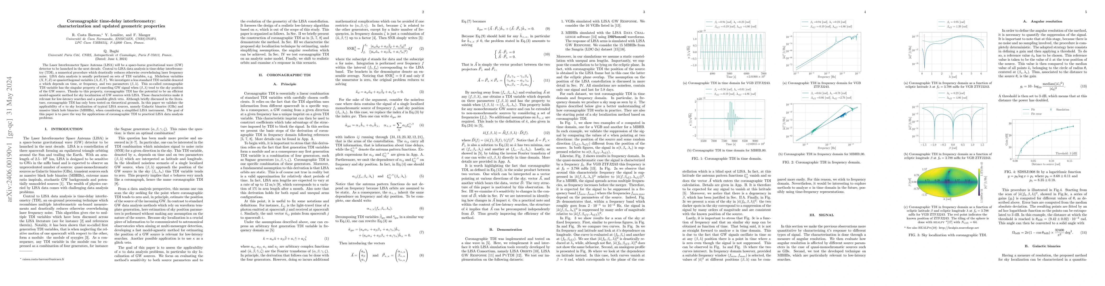 Thumbnail for Coronagraphic time-delay interferometry: characterization and updated
  geometric properties