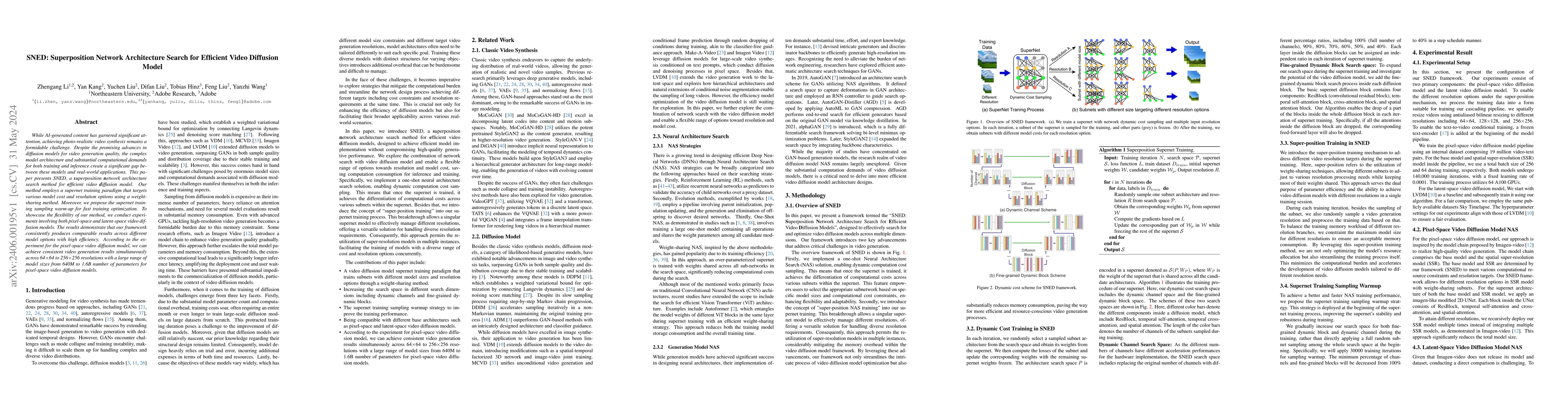 Thumbnail for SNED: Superposition Network Architecture Search for Efficient Video
  Diffusion Model