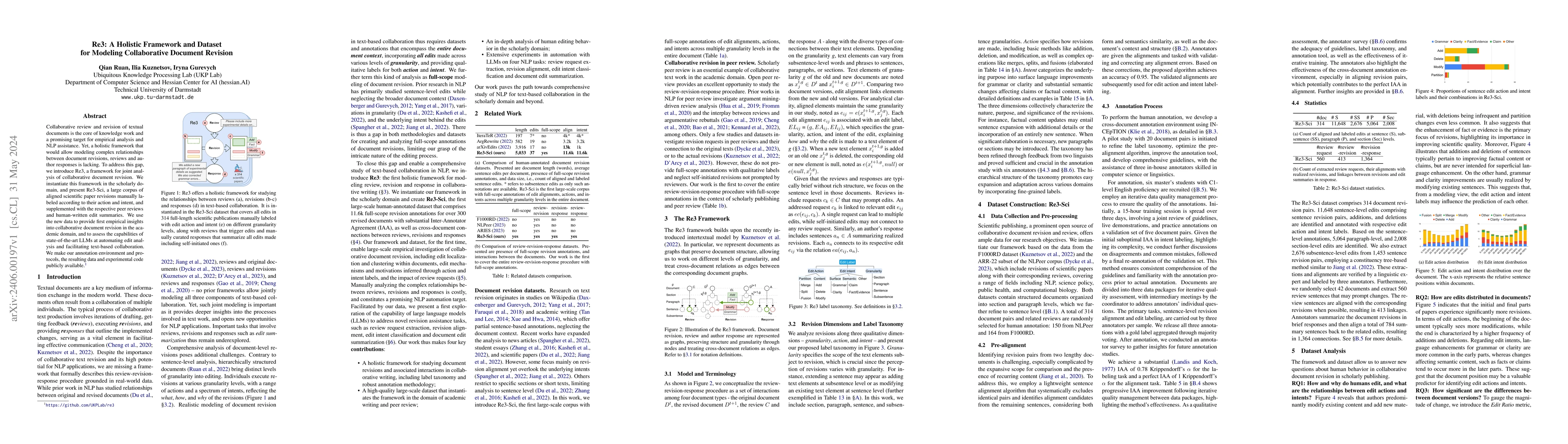 Thumbnail for Re3: A Holistic Framework and Dataset for Modeling Collaborative
  Document Revision