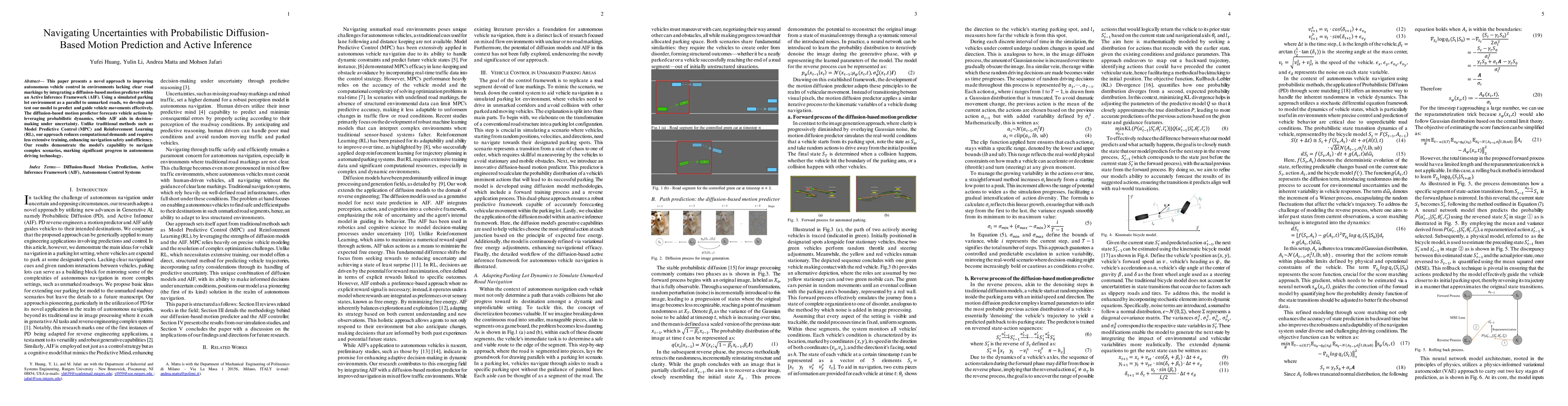 Thumbnail for Navigating Autonomous Vehicle on Unmarked Roads with Diffusion-Based
  Motion Prediction and Active Inference
