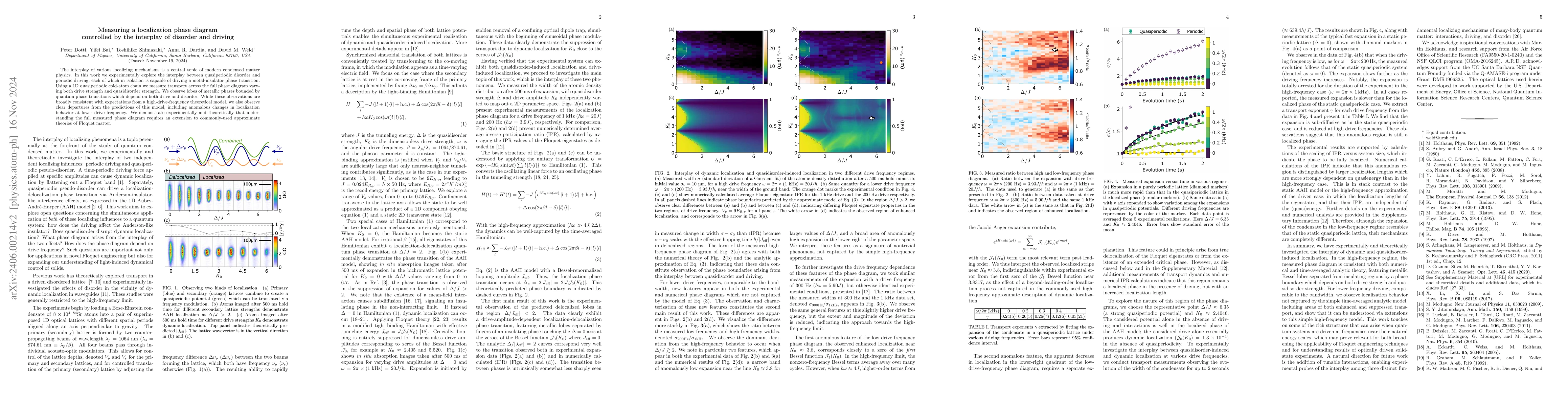 Thumbnail for Measuring a localization phase diagram controlled by the interplay of
  disorder and driving