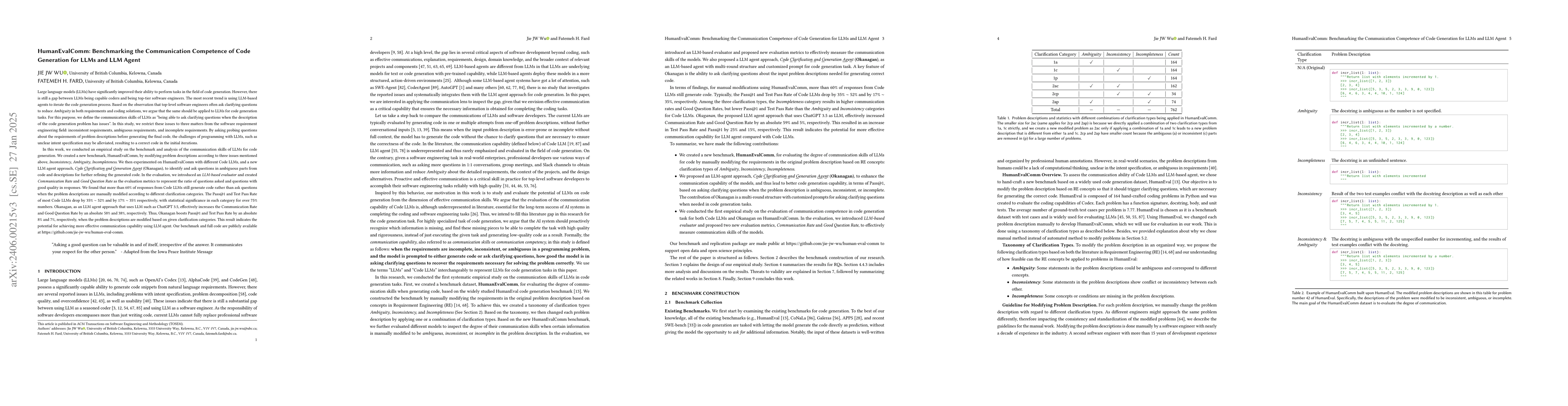 Thumbnail for Benchmarking the Communication Competence of Code Generation for LLMs
  and LLM Agent
