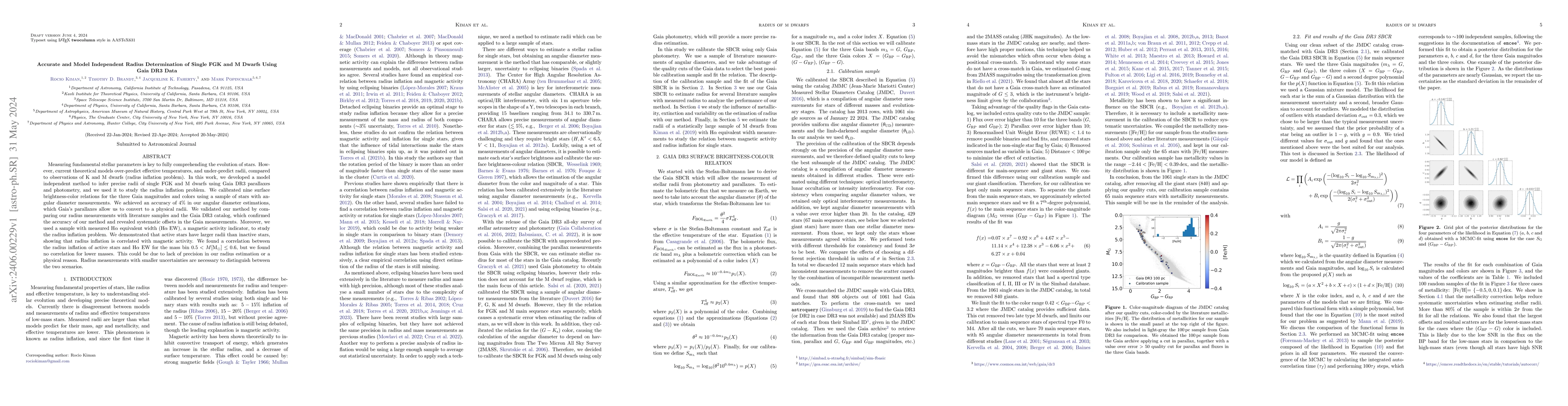Thumbnail for Accurate and Model Independent Radius Determination of Single FGK and M
  Dwarfs Using Gaia DR3 Data