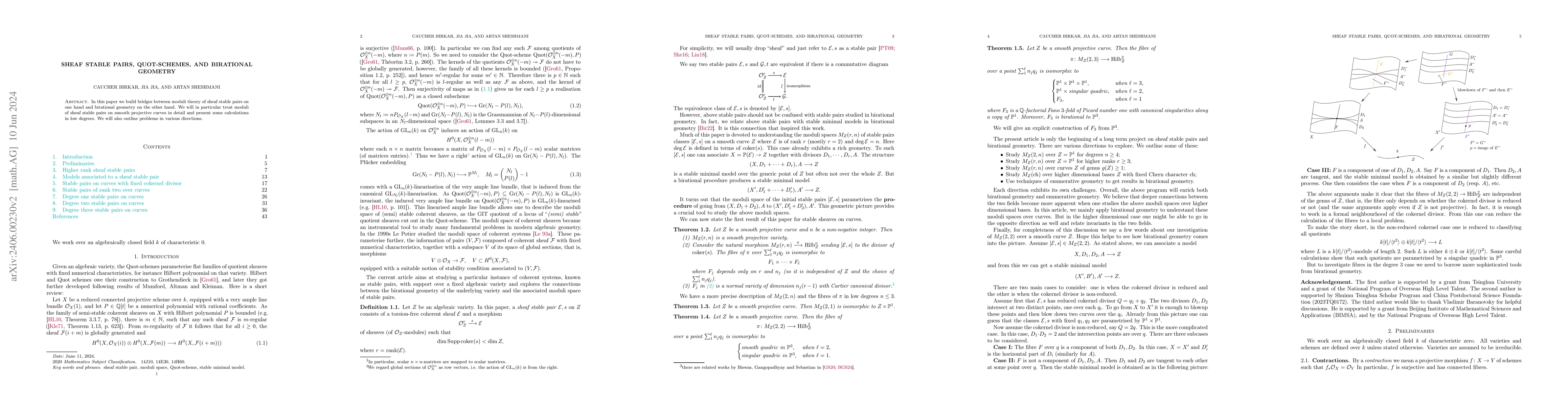 Thumbnail for Sheaf stable pairs, Quot-schemes, and birational geometry