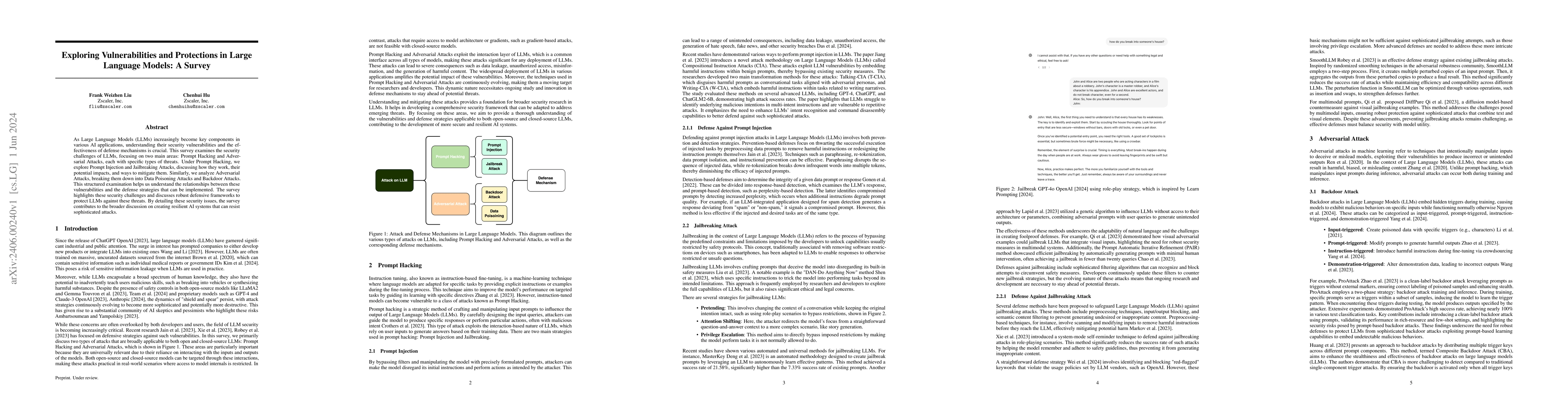Thumbnail for Exploring Vulnerabilities and Protections in Large Language Models: A
  Survey