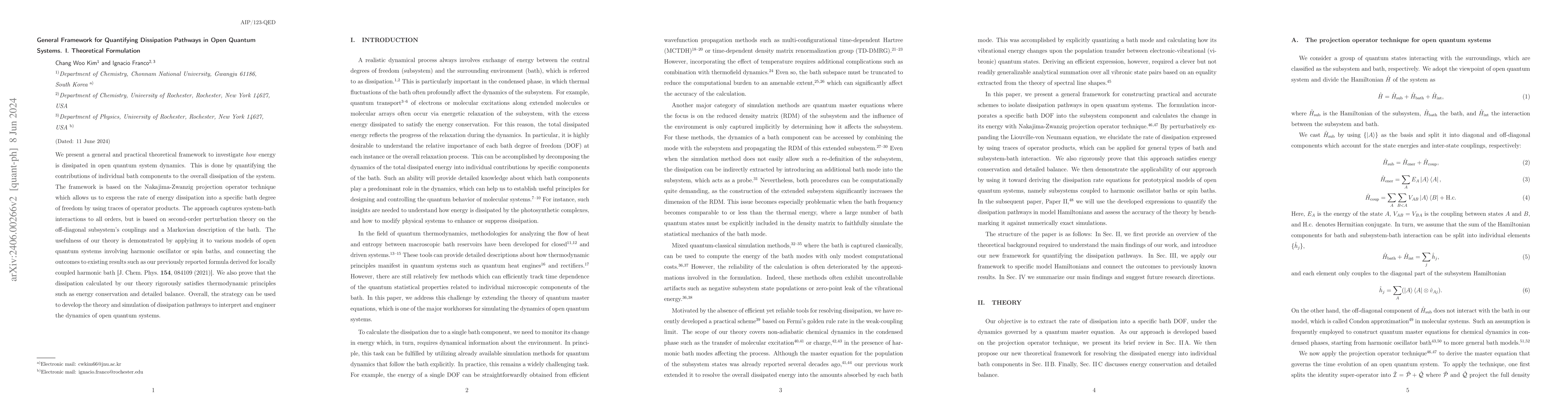 Thumbnail for General Framework for Quantifying Dissipation Pathways in Open Quantum
  Systems. I. Theoretical Formulation
