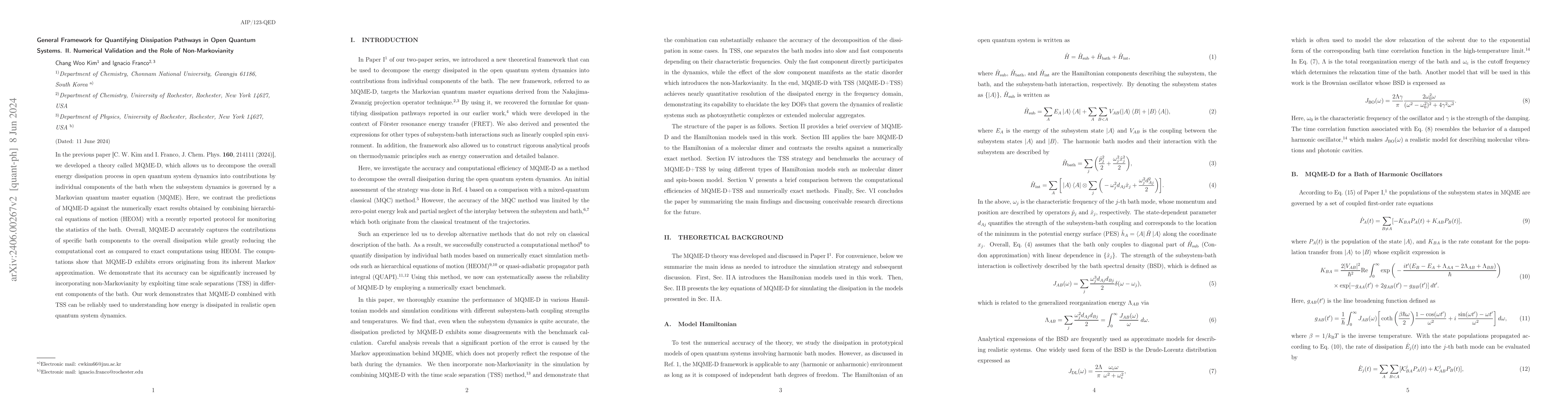 Thumbnail for General Framework for Quantifying Dissipation Pathways in Open Quantum
  Systems. II. Numerical Validation and the Role of Non-Markovianity