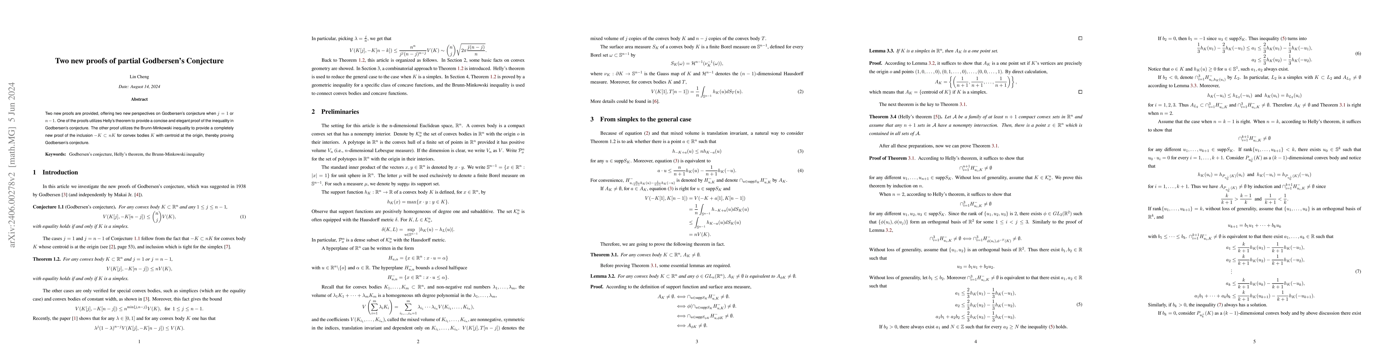 Thumbnail for Two new proofs of partial Godbersen's Conjecture