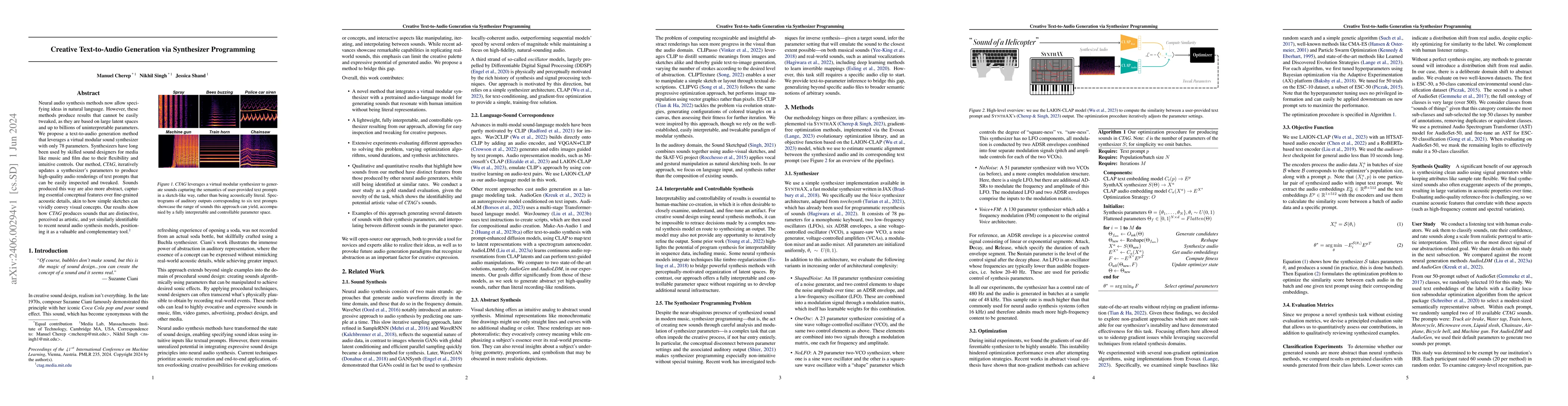 Thumbnail for Creative Text-to-Audio Generation via Synthesizer Programming