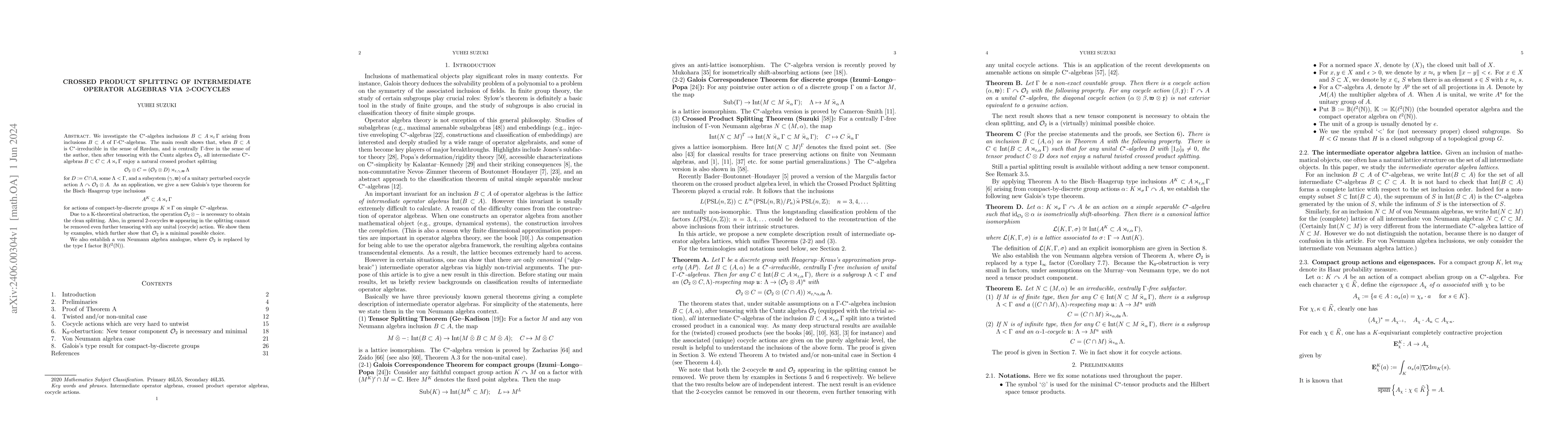 Thumbnail for Crossed product splitting of intermediate operator algebras via
  2-cocycles