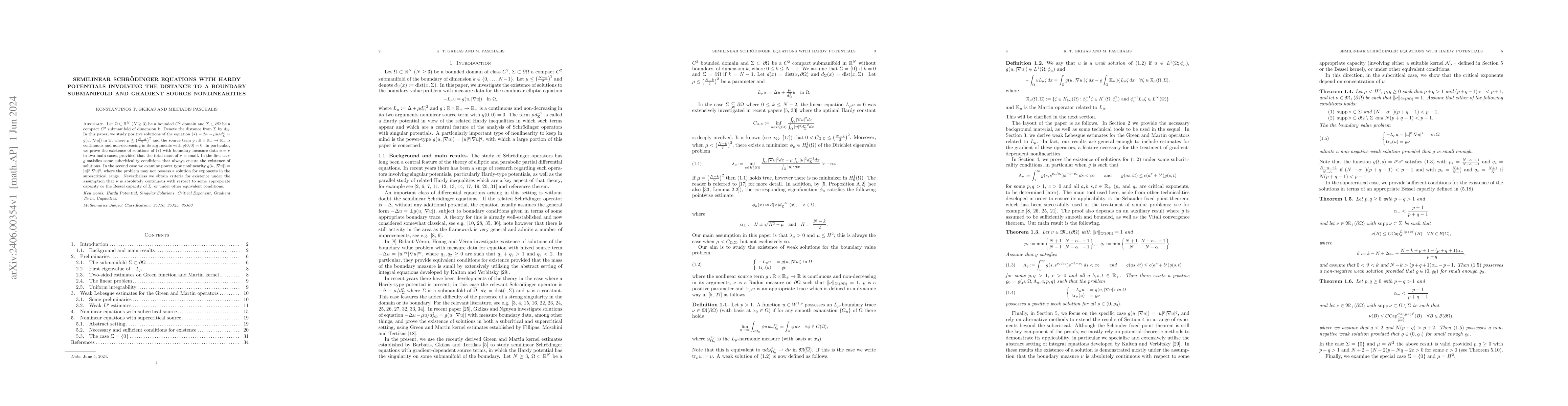 Thumbnail for Semilinear Schr\"odinger equations with Hardy potentials involving the
  distance to a boundary submanifold and gradient source nonlinearities