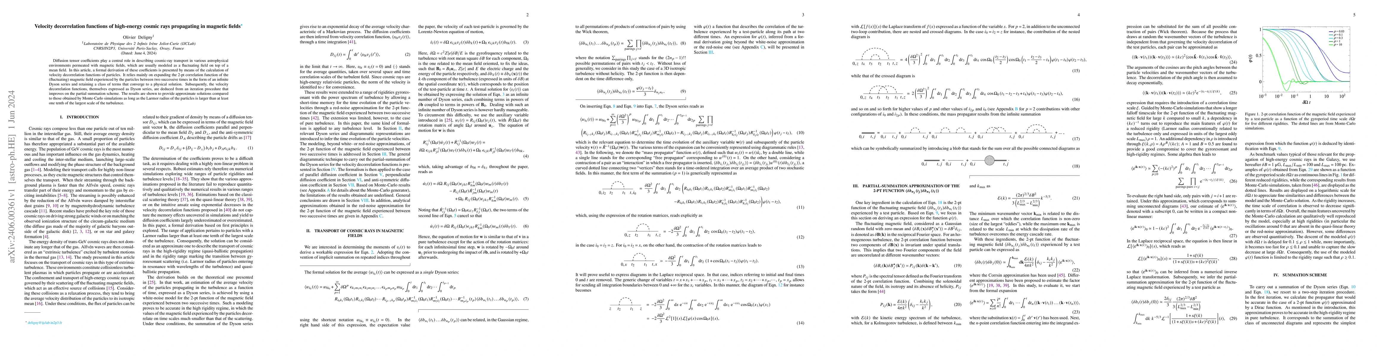 Thumbnail for Velocity decorrelation functions of high-energy cosmic rays propagating
  in magnetic fields