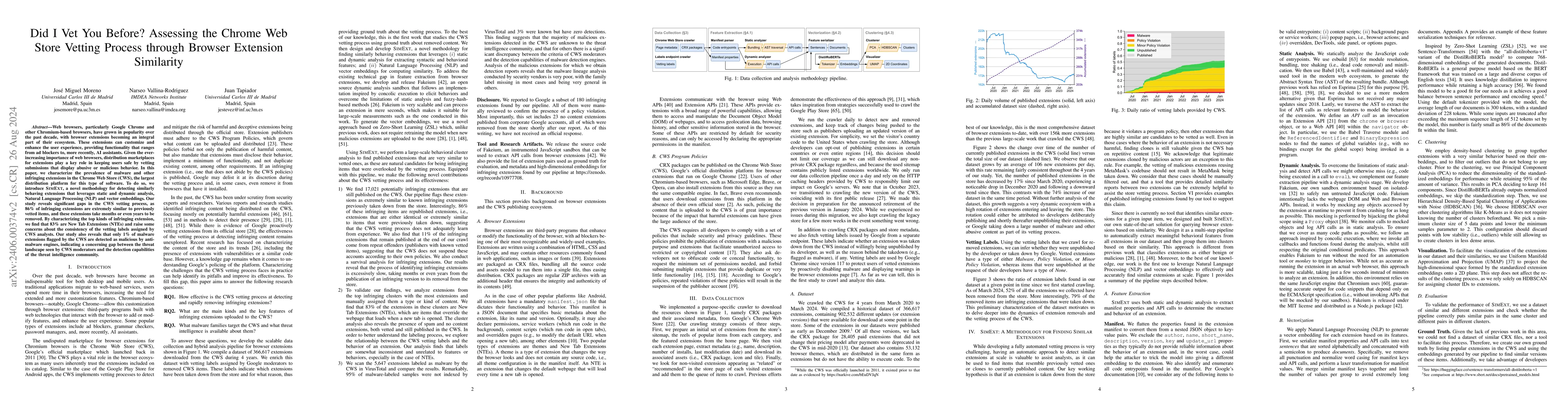 Thumbnail for Did I Vet You Before? Assessing the Chrome Web Store Vetting Process
  through Browser Extension Similarity