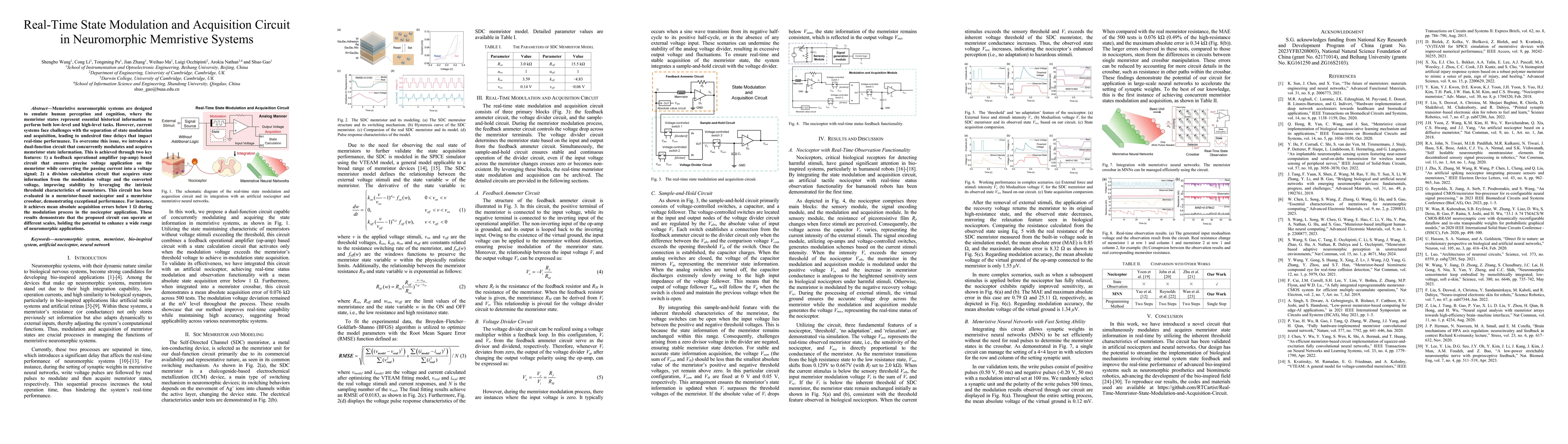 Thumbnail for Real-Time State Modulation and Acquisition Circuit in Neuromorphic
  Memristive Systems