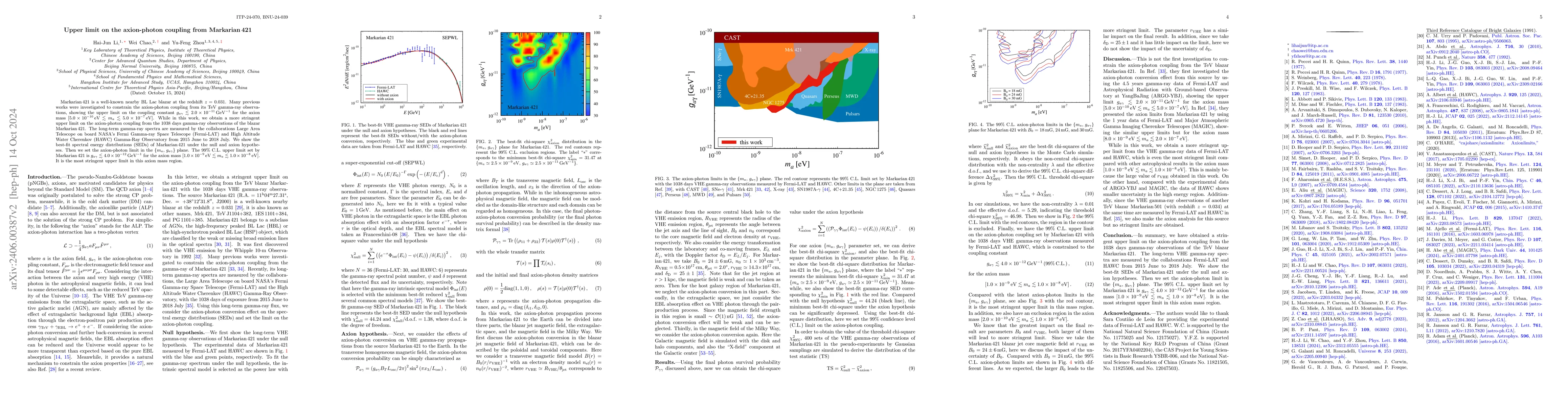 Thumbnail for Upper limit on axion-photon coupling from Markarian 421