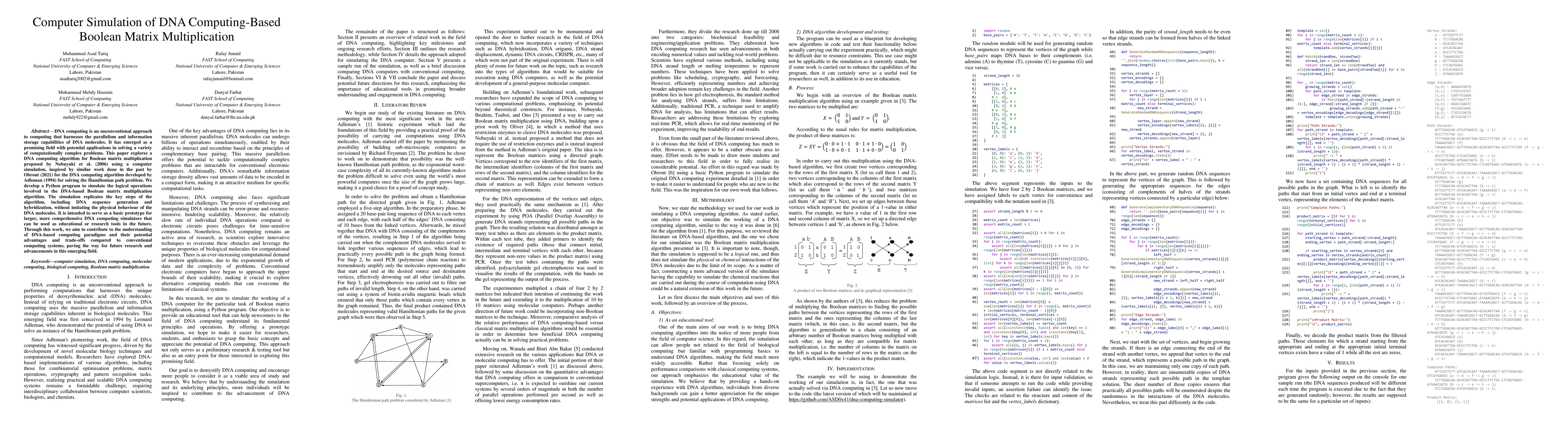 Thumbnail for Computer Simulation of DNA Computing-Based Boolean Matrix Multiplication