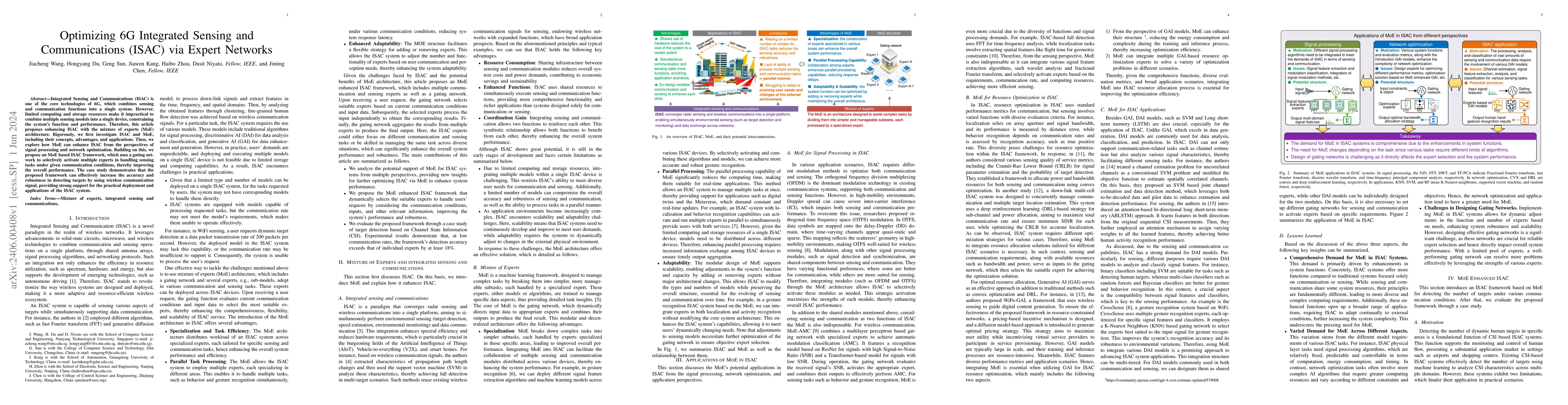 Thumbnail for Optimizing 6G Integrated Sensing and Communications (ISAC) via Expert
  Networks