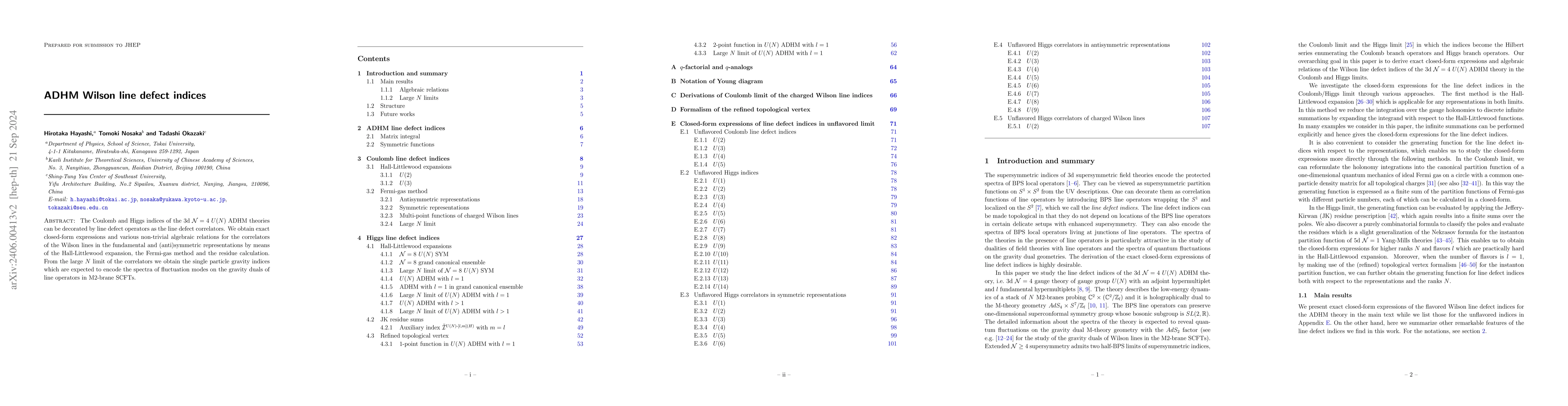 Thumbnail for ADHM Wilson line defect indices