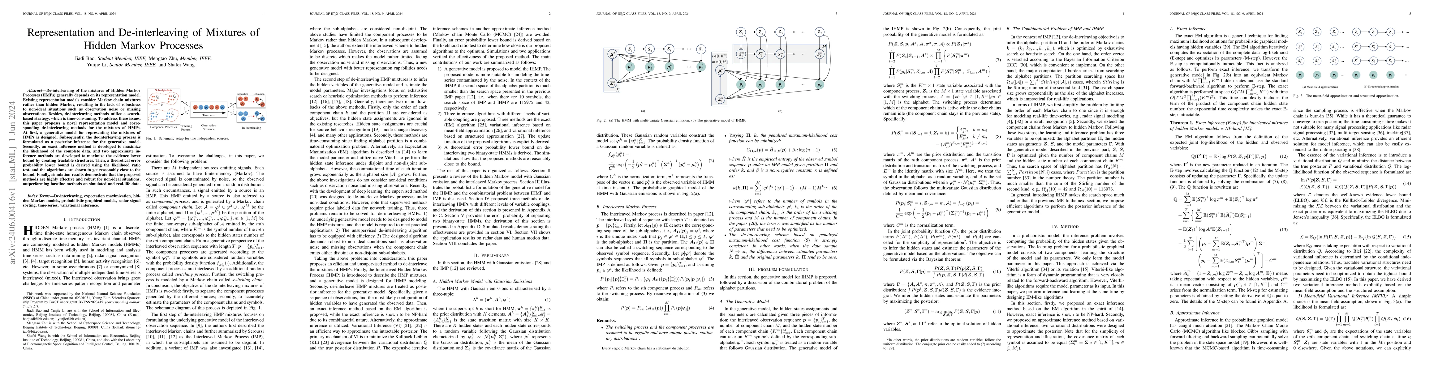 Thumbnail for Representation and De-interleaving of Mixtures of Hidden Markov
  Processes