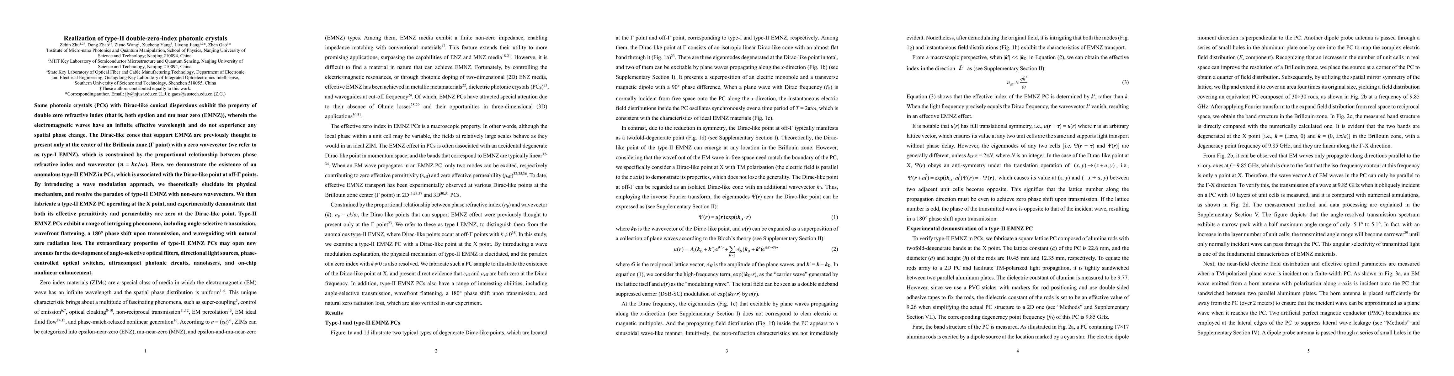 Thumbnail for Realization of type-II double-zero-index photonic crystals