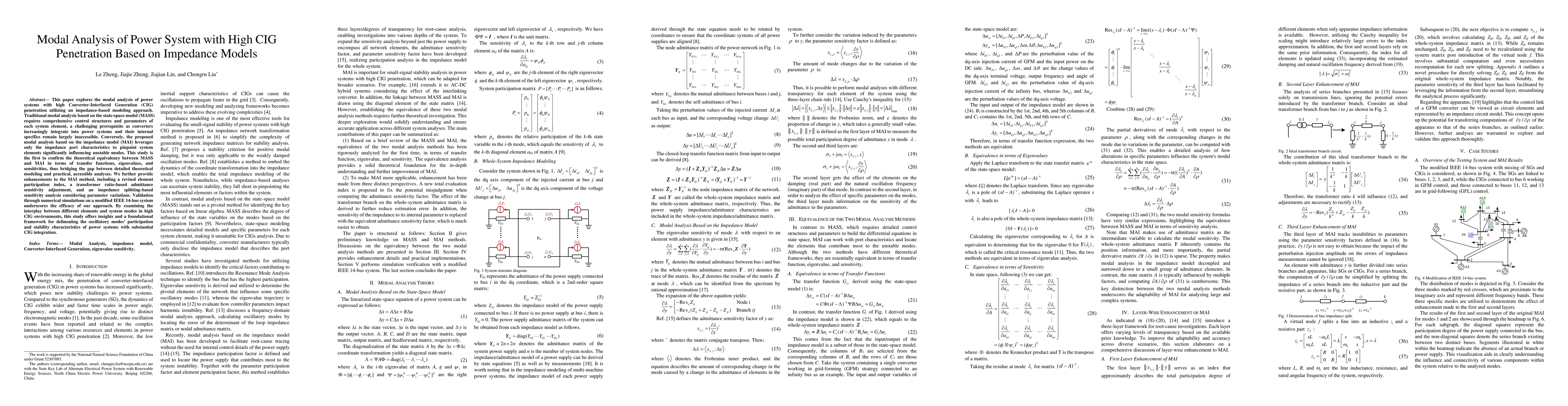 Thumbnail for Modal Analysis of Power System with High CIG Penetration Based on
  Impedance Models