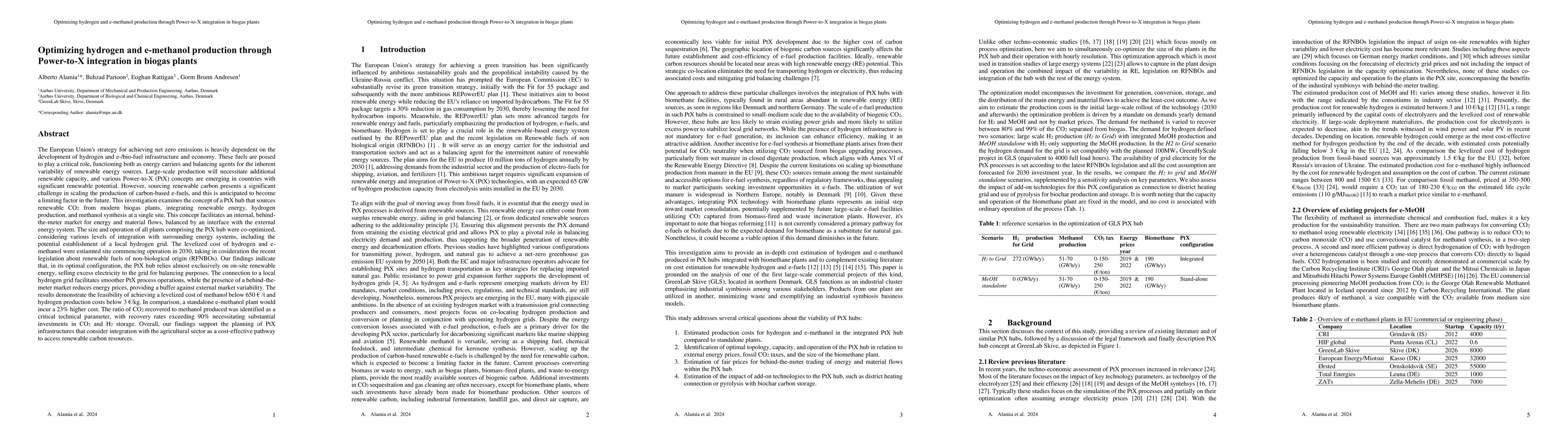 Thumbnail for Optimizing hydrogen and e-methanol production through Power-to-X
  integration in biogas plants