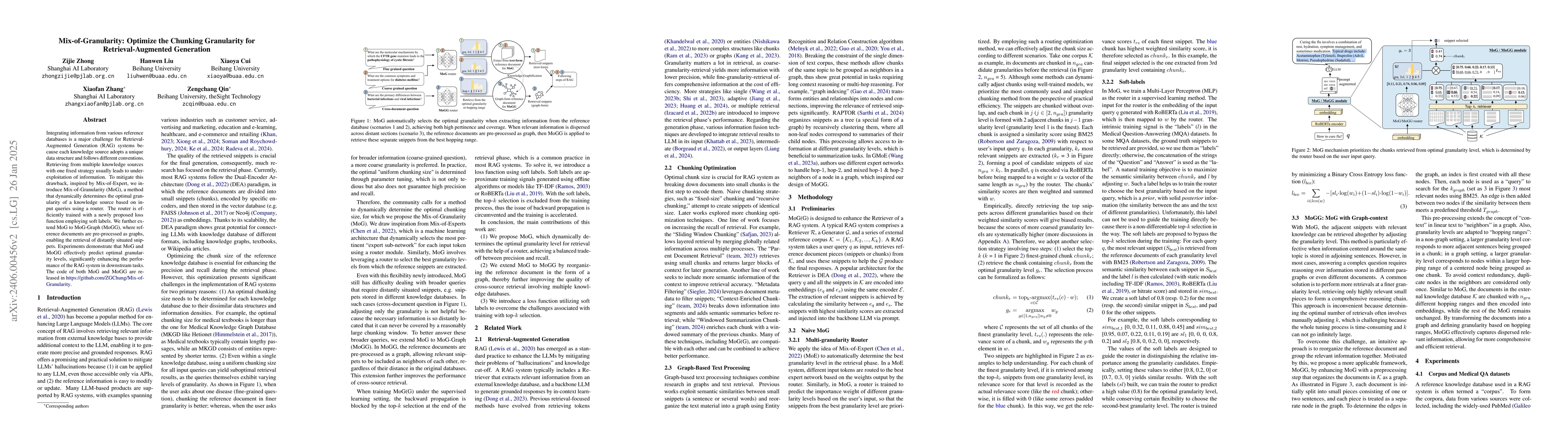 Thumbnail for Mix-of-Granularity: Optimize the Chunking Granularity for
  Retrieval-Augmented Generation