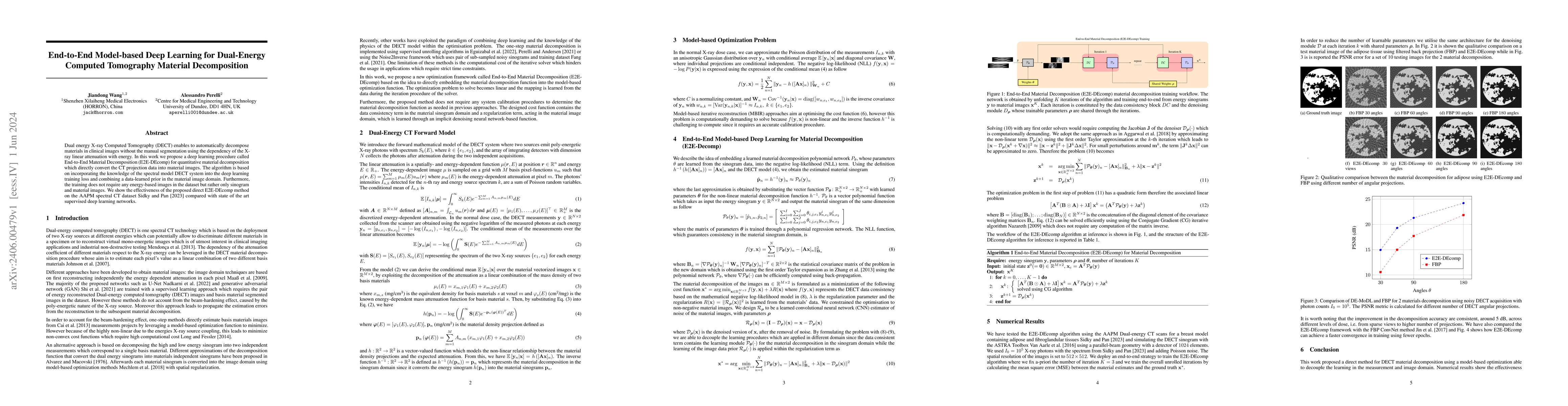 Thumbnail for End-to-End Model-based Deep Learning for Dual-Energy Computed Tomography
  Material Decomposition