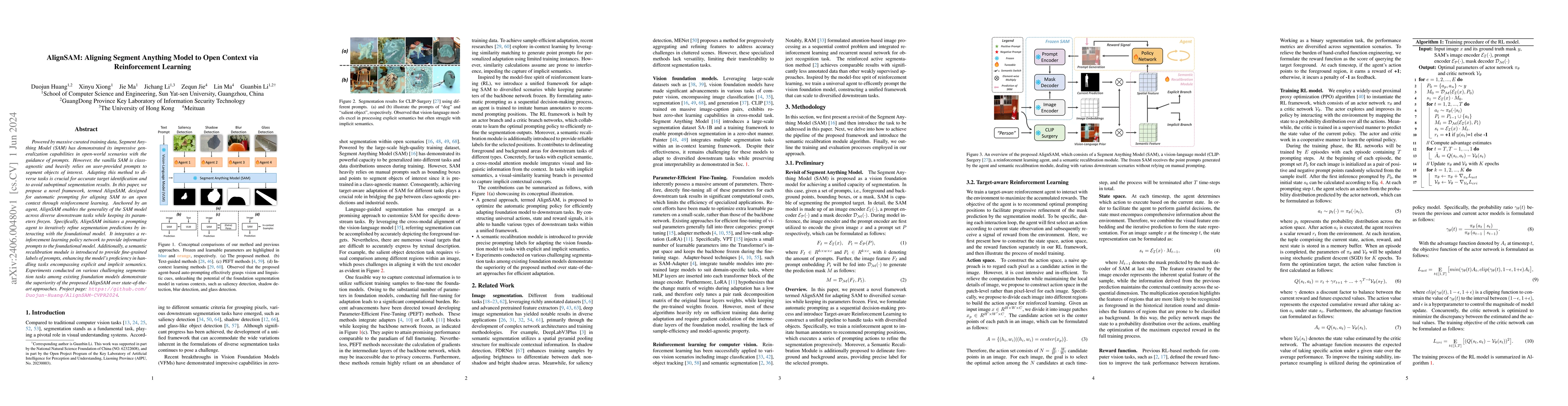 Thumbnail for AlignSAM: Aligning Segment Anything Model to Open Context via
  Reinforcement Learning