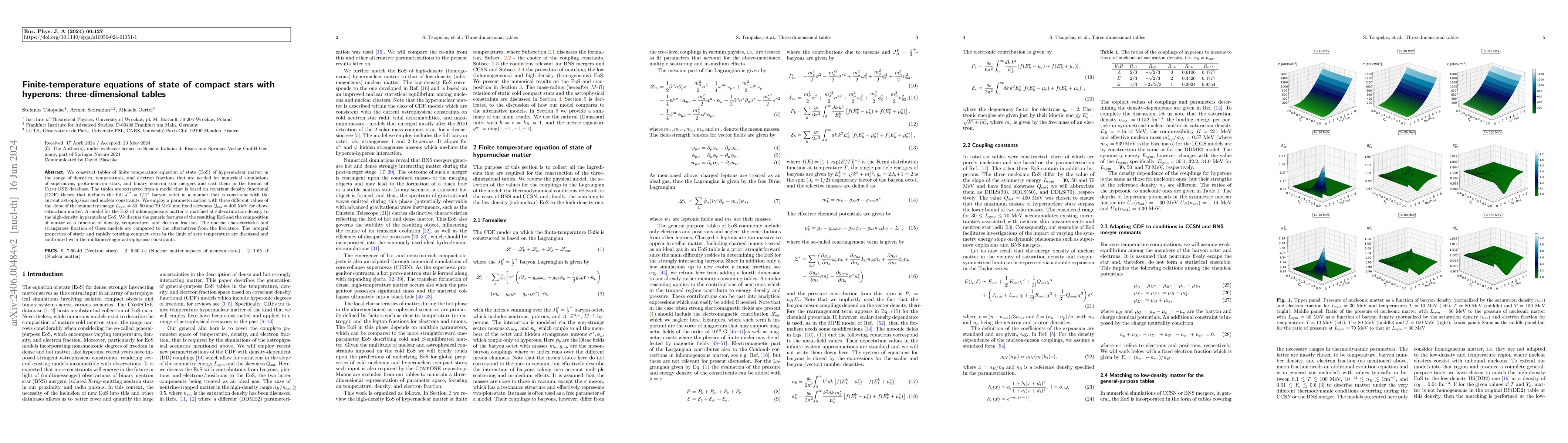 Thumbnail for Finite-temperature equations of state of compact stars with hyperons:
  three-dimensional tables