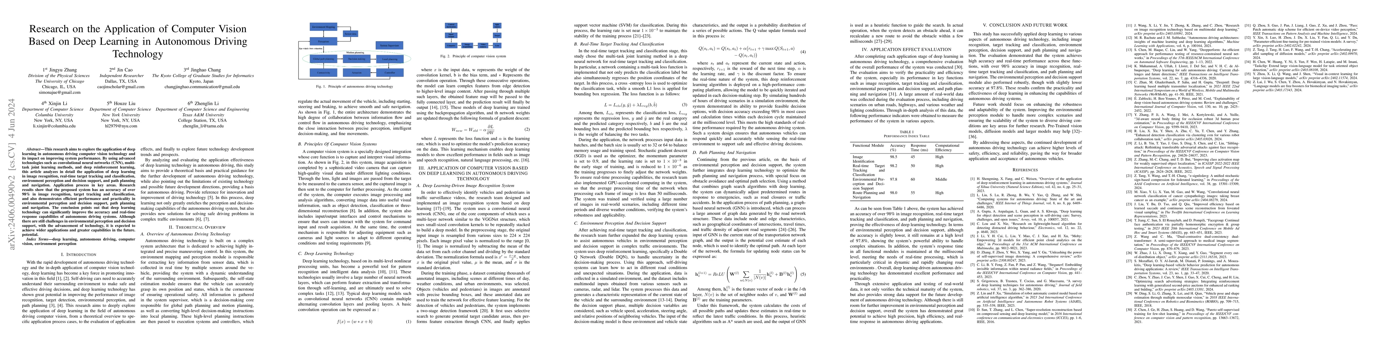 Thumbnail for Research on the Application of Computer Vision Based on Deep Learning in
  Autonomous Driving Technology