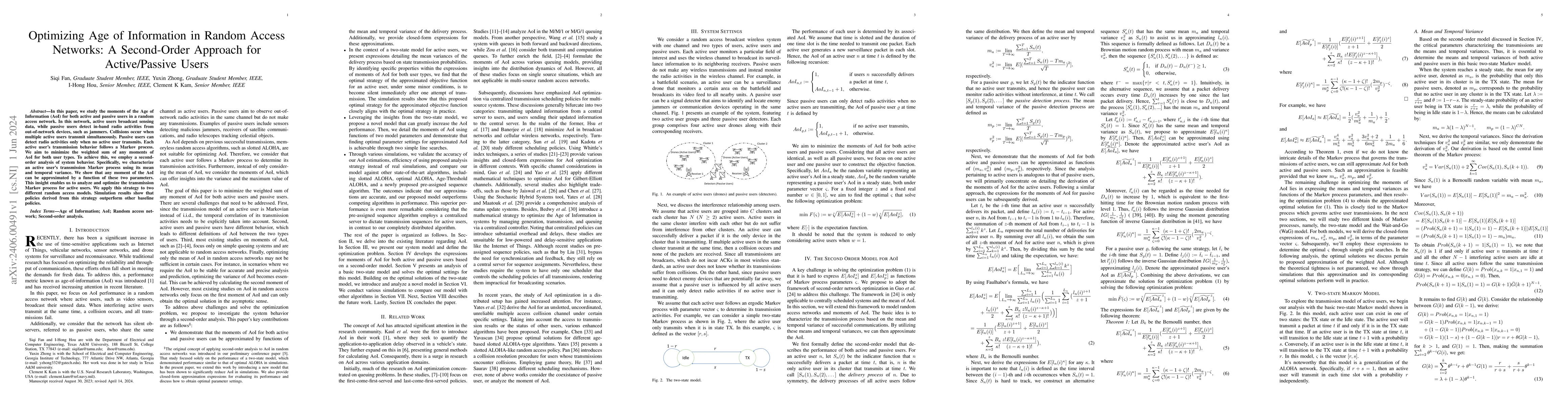 Thumbnail for Optimizing Age of Information in Random Access Networks: A Second-Order
  Approach for Active/Passive Users