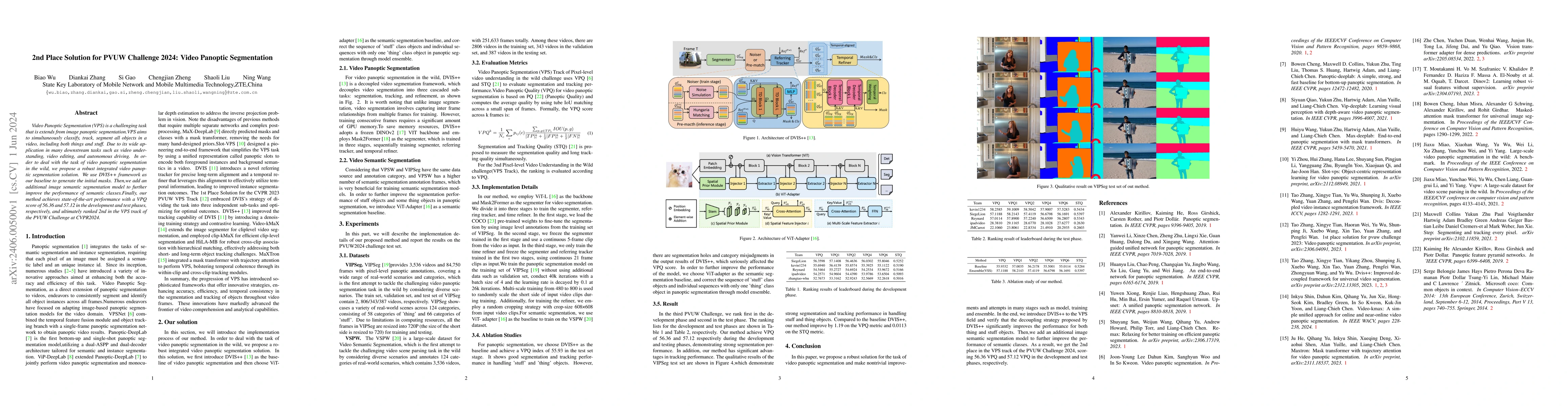 Thumbnail for 2nd Place Solution for PVUW Challenge 2024: Video Panoptic Segmentation