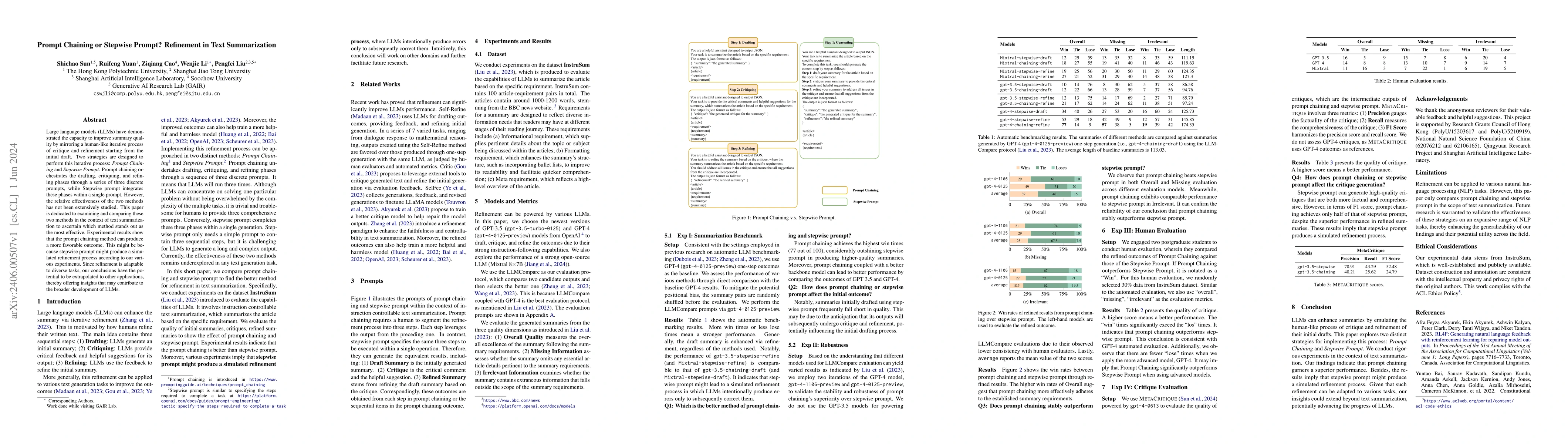 Thumbnail for Prompt Chaining or Stepwise Prompt? Refinement in Text Summarization