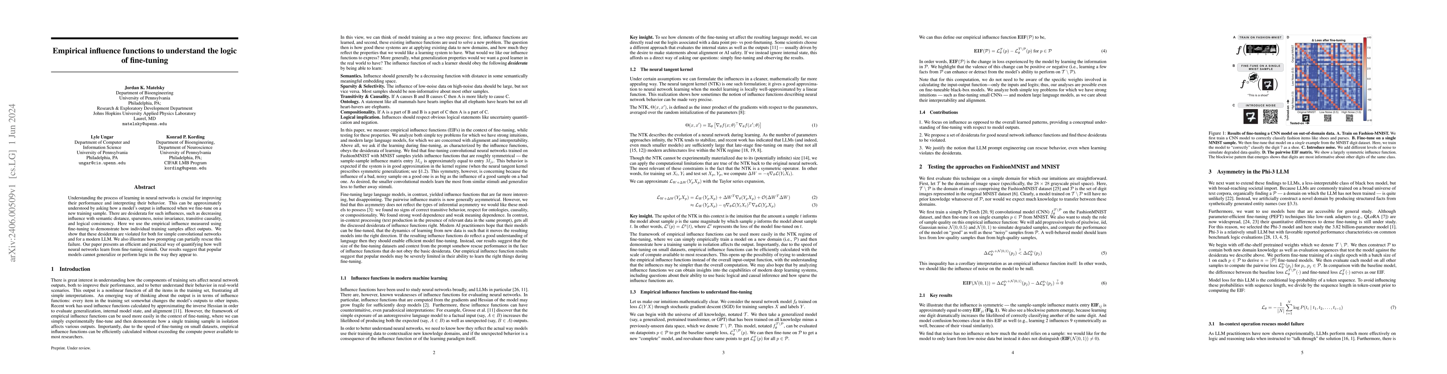 Thumbnail for Empirical influence functions to understand the logic of fine-tuning