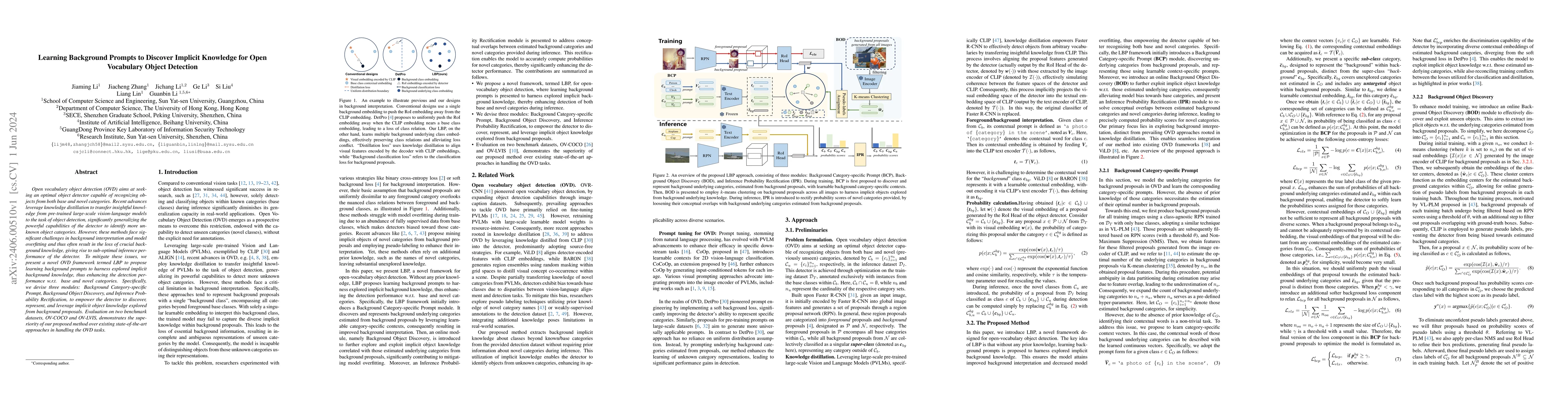 Thumbnail for Learning Background Prompts to Discover Implicit Knowledge for Open
  Vocabulary Object Detection
