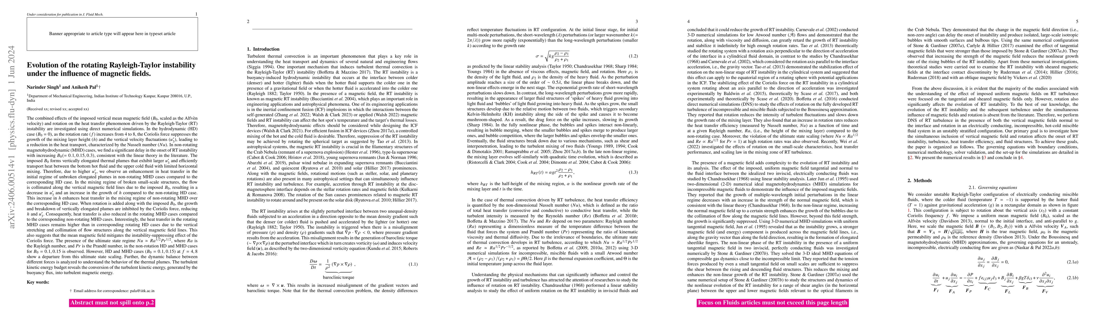Thumbnail for Evolution of the rotating Rayleigh-Taylor instability under the
  influence of magnetic fields