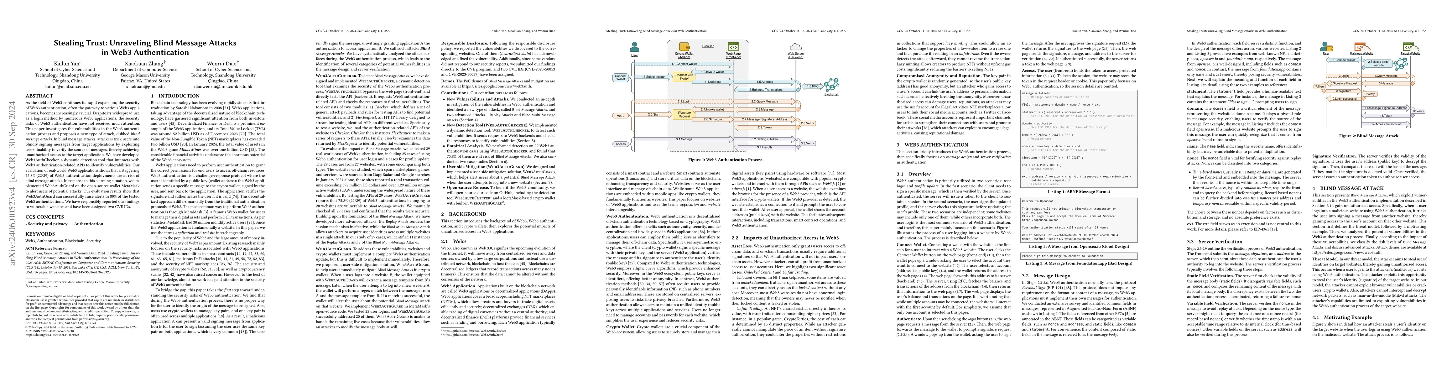 Thumbnail for Stealing Trust: Unveiling Vulnerabilities in Web3 Authentication
